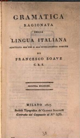 Gramatica ragionata della lingua Italiana