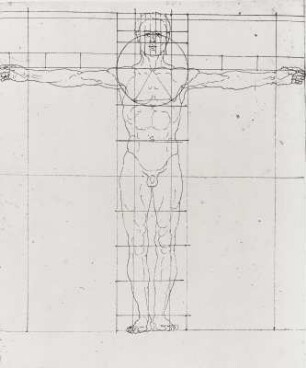 Blatt 123v: Proportionen des männlichen Körpers, frontal