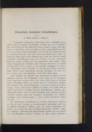 Elementare chemische Betrachtungen.