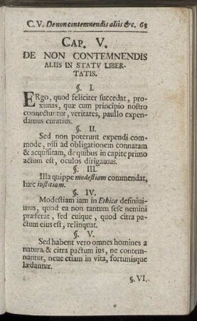 Cap. V. De Non Contemnendis Aliis In Statu Libertatis.