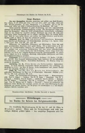 Mitteilungen des Bundes für Reform des Religionsunterrichts