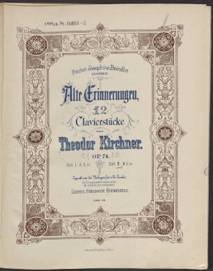 Alte Erinnerungen : 12 Clavierstücke ; op. 74, 2. 17 S. - Pl.Nr. 8069