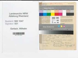 Entnazifizierung Wilhelm Gerlach , geb. 01.04.1893 (Beamter)