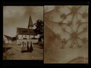 642 und 643, Kusterdingen: spätgotische Kirche und Obergewölbe mit alter Malerei.