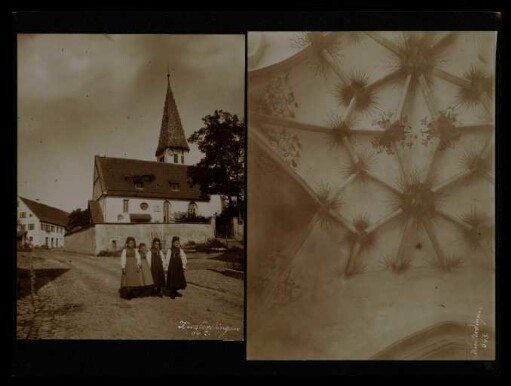 642 und 643, Kusterdingen: spätgotische Kirche und Obergewölbe mit alter Malerei.