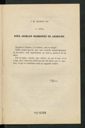 [Dedicatoria] A Doña Angeles Rodriguez de Arderius