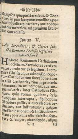 §phus V. An Sacerdotes, & Clerici sanctae Romanae Ecclesiae legitimè vocati sint?