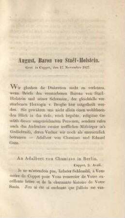 August, Baron von Staël-Holstein