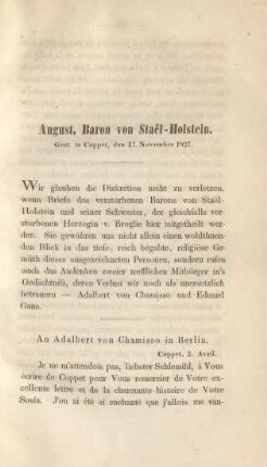 August, Baron von Staël-Holstein