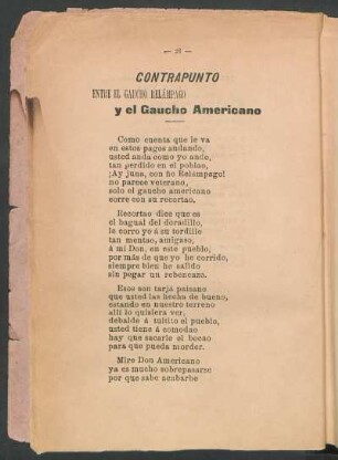Contrapunto entre el gaucho relámpago y el gaucho americano