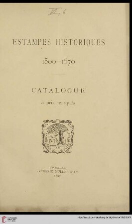 Estampes historiques 1500-1670 : catalogue à prix marqués