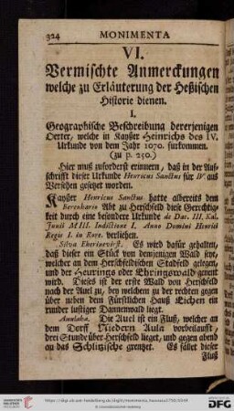 VI. Vermischte Anmerckungen welche zu Erlaeuterung der Heßischen Historie dienen