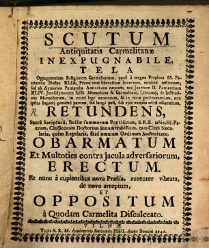 Scutum antiquitatis carmelitanae inexpugnabile
