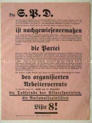 Flugblatt der NSDAP zur sächsischen Landtagswahl (?) mit Polemik gegen die SPD