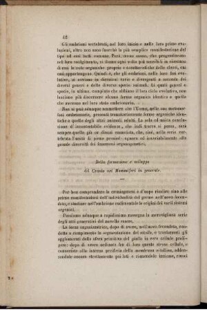 Della formazione e sviluppo del Cranio nei Mammiferi in generale.