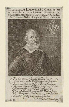 Wilhelm Ludwell, Pfalzgräflicher Rat und Nürnberger Ratskonsulent, sowie Professor in Altdorf; geb. 20. November 1589