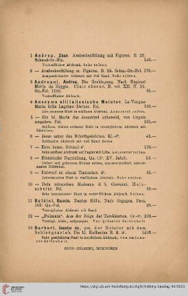 Italienische Schule. Kupferstiche, Radierungen, Holzschnitte etc. Nr. 1-289