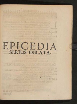 Epicedia Serius Oblata.