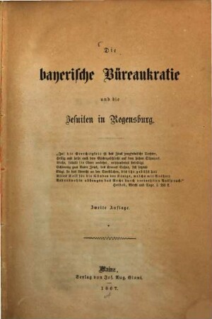 Die bayerische Büreaukratie und die Jesuiten in Regensburg