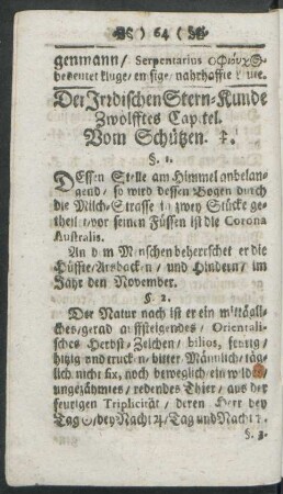 Der Irrdischen Stern-Kunde Zwölftes Capitel. Vom Schützen
