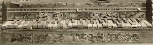 Spinett oder Virginal, Mailand 1569, Blick auf die Klaviatur : Zustand vor der Restaurierung