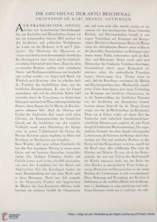 Die Gründung der Abtei Reichenau