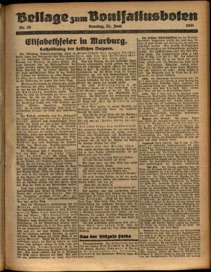 Zweite Ausgabe vom Sonntag, den 21. Juni 1931.