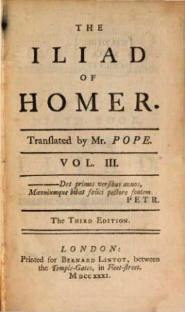 The Iliad of Homer, 3 (1732)