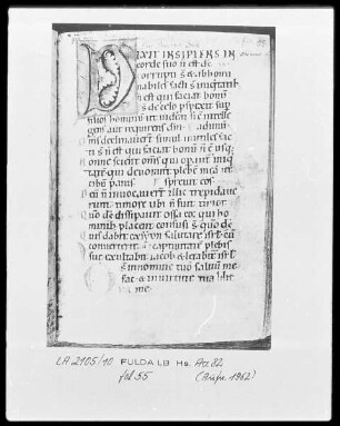 Psalterium cum Canticis — Initiale D (ixit insipiens), Folio 55recto
