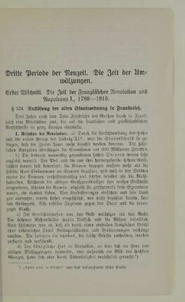 Erster Abschnitt. Die Zeit der Französischen Revolution und Napoleons I., 1789-1815