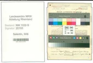 Entnazifizierung Willi Salentin , geb. 05.04.1908 (Arbeiter)