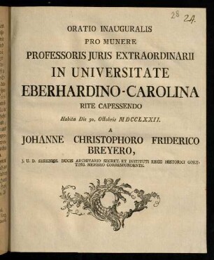 1-16, Oratio Inauguralis
