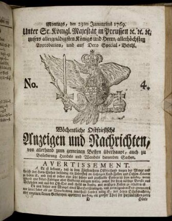 No. 4. Montags, den 23ten Jannuarius 1769.