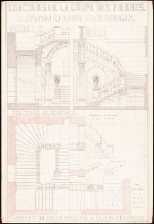 Steinbau: Treppenhaus: Grundriss, Ansichten
