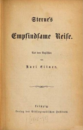 Sterne's Empfindsame Reise