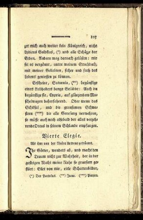 Vierte Elegie. Als ihm von der Neära Untreue geträumt.