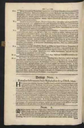 Num. I. Extractus Instrumenti Pacis Westphalicae de 24. Octob. 1648.