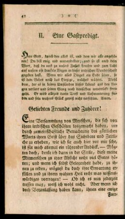 II. Eine Gastpredigt