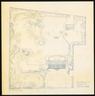 Wohnhaus Axel Springer Bernadottestraße 7-9, Berlin-Grunewald: Lageplan mit Gartenplan 1:200, Vorentwurf D
