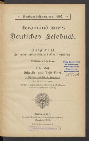 2. Abteilung: Ferdinand Hirts Deutsches Lesebuch : Vollständig in sechs Teilen