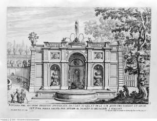 Le fontane di Roma nelle piazze e luoghi publici della città con li loro prospetti come sono al presenteBand 2: Le fontane delle ville di Frascati, nel Tusculano con li loro prospetti. [s.a.] - disegnate, et intagliate da Gio. Battista Falda. Data in luce con direttione, e cura di Gio. Giacomo de RossiLibro 2Tav. 4: Frascati, Villa Aldobrandini, parco