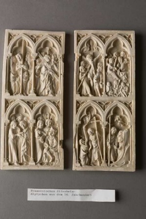 Französisches Elfenbeindiptchon aus dem 14 Jahrhundert