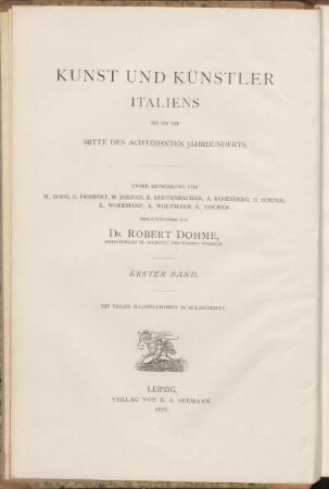 Abth. 2, Bd. 1: Kunst und Künstler Italiens bis um die Mitte des achtzehnten Jahrhunderts