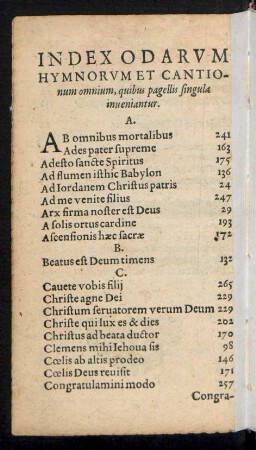 Index Odarum Hymnorum Et Cantionum omnium ...