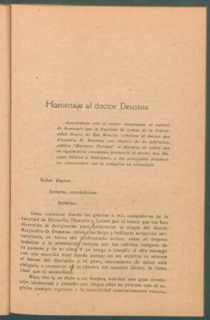 Homenaje al doctor Deustua