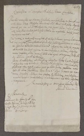 [Ludwig von Hoernigk: Memoriale]