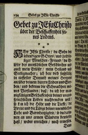 Gebet zu Jesu Christo über der Beschaffenheit seines Leidens.