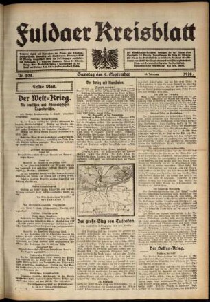 Erste Ausgabe vom Samstag, den 09. September 1916.