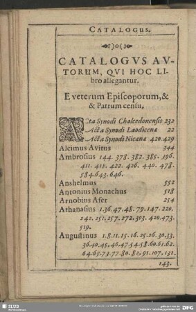 Catalogus Autorum, Qui Hoc Libro allegantur