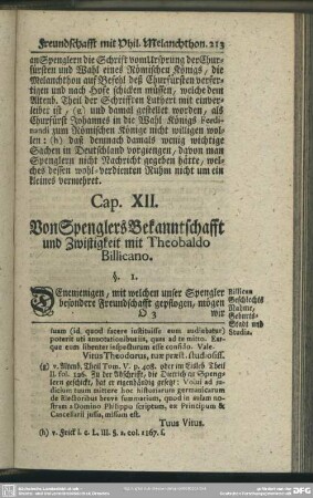 Cap. XII. Von Sprenglers Bekanntschafft und Zwistigkeit mit Theobaldo Billicano